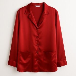 Victoria's Secret Red Satin Button Down Top